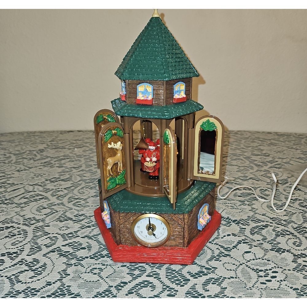 Festive Rotating Christmas Clock Tower